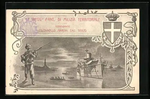 Künstler-AK 7. Reggimento Fanteria di Milizia Territoriale, 7. Italienisches Infanterie-Regiment