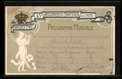 AK Brigata Forli 43° Reggimento Fanterie di Linea, Italienisches Infanterie-Regiment