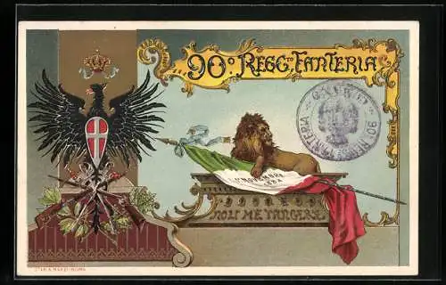 Lithographie 90° Reggimento Fanteria, 90. Italienisches Infanterie-Regiment