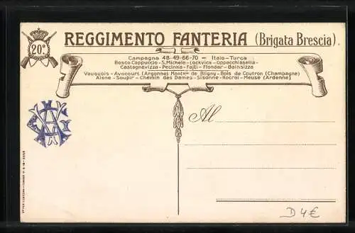 AK Brigata Brescia 20° Fanteria, Italienisches Infanterie-Regiment