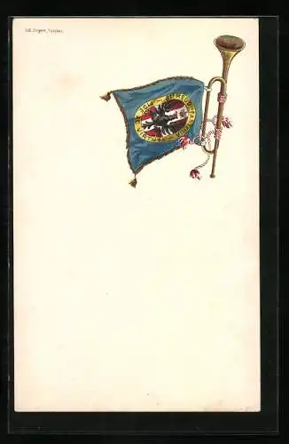 Lithographie 81° Reggimento Fanteria, Fahne an Fanfare, italienisches Infanterie-Regiment