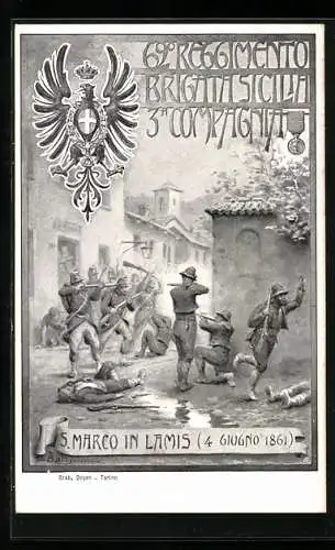 Künstler-AK 62° Reggimento Fanteria, 3a Compagnia, Brigata Sicilia, S. Marco in Lamis 1861