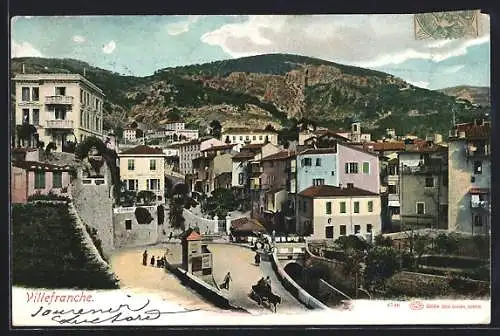 AK Villefranche, Strassenpartie im Ort