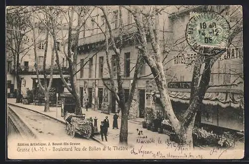 AK Grasse, Boulevard Jeu de Ballon et le Theatre