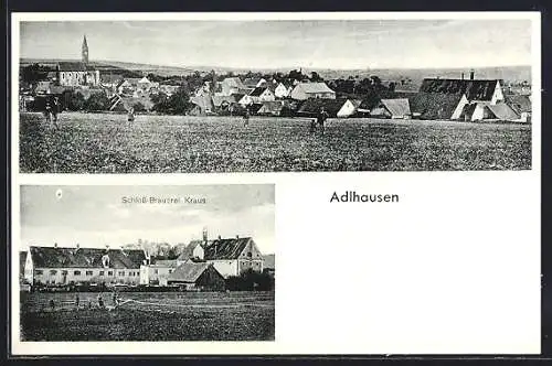 AK Adlhausen, Schloss-Brauerei Kraus, Ortsansicht