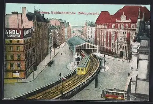 AK Hamburg, Hochbahnstrecke Rödlingsmarkt, Strassenbahn