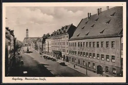 AK Augsburg, Blick in die Maximilian-Strasse