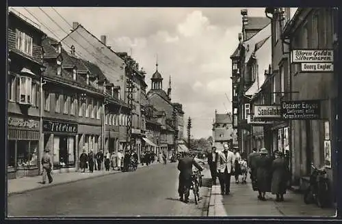 AK Glauchau, Dr.-Friedrichs-Strasse mit Geschäften