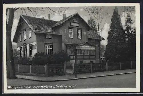 AK Wernigerode, Strassenpartie an der Jugendherberge Ernst Lehmann