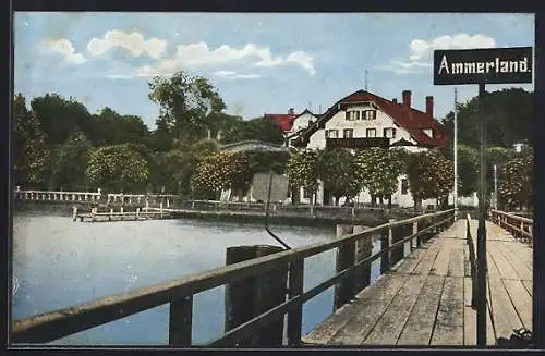 AK Ammerland, Starnbergersee mit Seebrücke