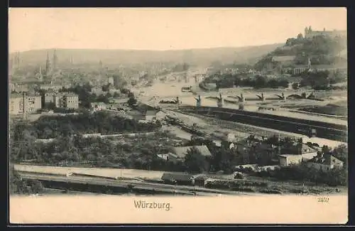 AK Würzburg, Panorama mit Festung