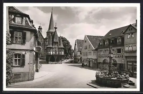 AK Michelstadt, Marktplatz mit Konditorei und Café