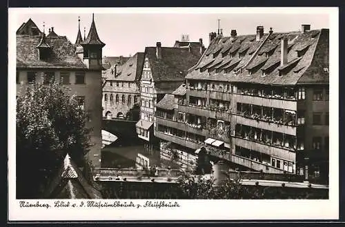 AK Nürnberg, Blick v. d. Museumsbrücke zur Fleischbrücke