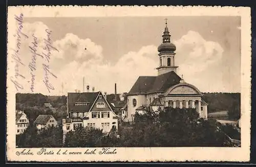 AK Aalen, Ortspartie mit der neuen kath. Kirche