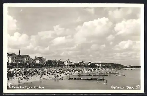 AK Binz /Ostsee, Strandleben von der Brücke aus