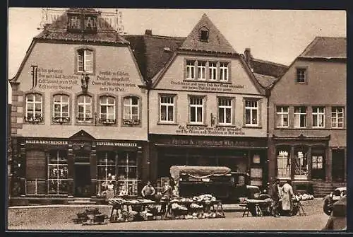 AK St. Wendel, Domplatz mit Geschäften