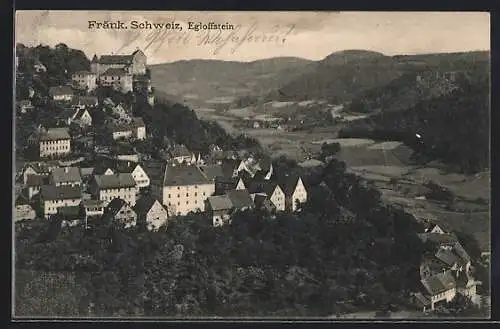 AK Egloffstein /Fränk. Schweiz, Ortsansicht mit Talblick aus der Vogelschau