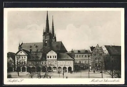 AK Saalfeld a. S., Markt mit Johanniskirche