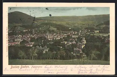 AK Baden-Baden, Panorama aus der Vogelschau