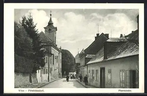 AK Wien-Pötzleinsdorf, Partie mit Pfarrkirche