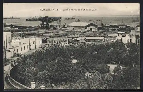 AK Casablanca, Jardin public et Vue de la Mer
