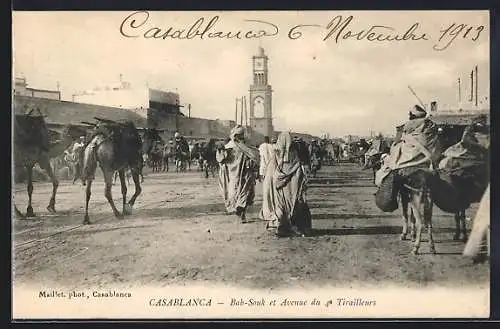 AK Casablanca, Bab-Souk et Avenue du 4e Tirailleurs