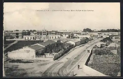 AK Casablanca, l`entrée de l`avenue Mers Sultan et le Casernes