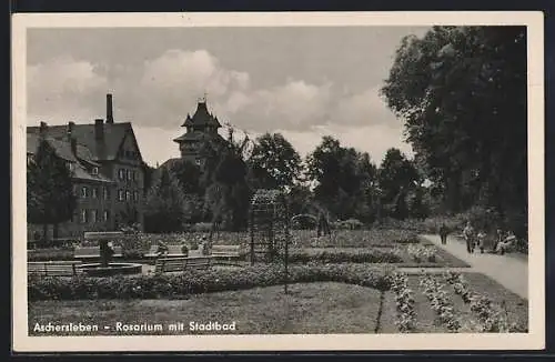 AK Aschersleben, Rosarium mit Stadtbad