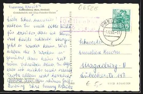 AK Grillenburg /Freital, Gondelteich mit Elsa-Fenske-Heim