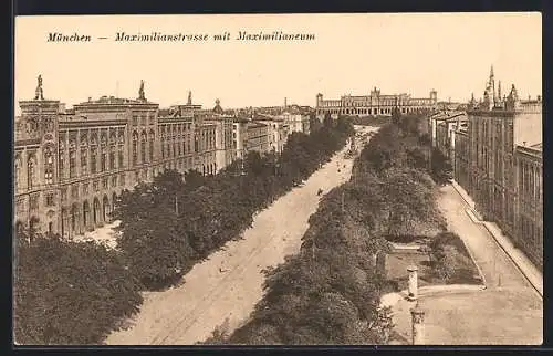 AK München, Maximilianstrasse mit Maximilianeum