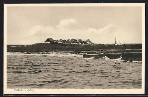 AK Hallig Oland, Blick zum Ort