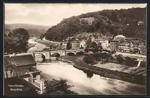 AK Hann. Münden, Ortsansicht an der Weser