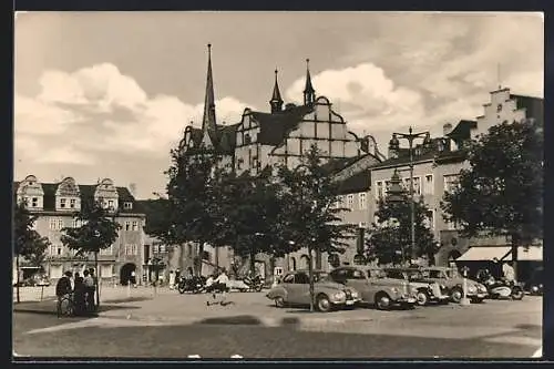 AK Saalfeld /Saale, Parkplatz auf dem Marktplatz