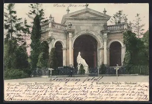 AK Hannover-Herrenhausen, Das Kurfürstin Sophie-Denkmal