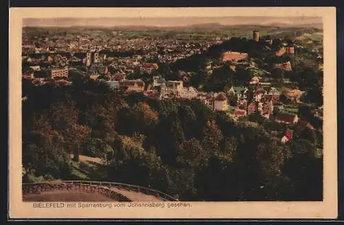 AK Bielefeld, Blick vom Johannisberg mit Sparrenburg