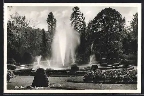 AK Pforzheim, Wasseranlage im Stadtgarten