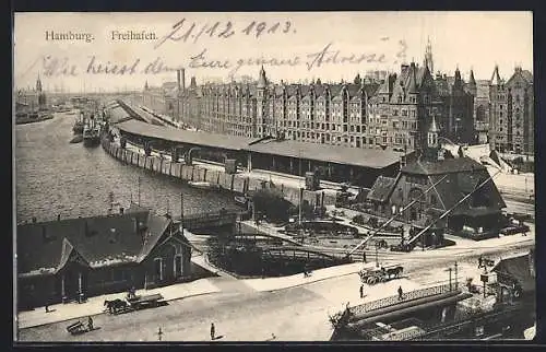 AK Hamburg, Panoramablick über den Freihafen