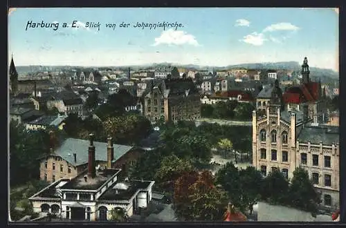 AK Hamburg-Harburg a. E., Blick von der Johanniskirche auf den Ort