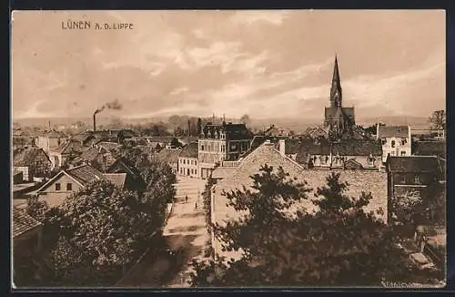 AK Lünen a. d. Lippe, Blick über die Dächer der Ortschaft