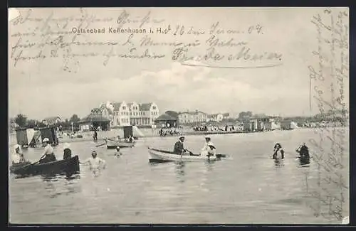 AK Kellenhusen i. H., Badegäste und Ruderer im Wasser