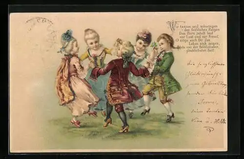 AK Kinder in altertümlicher Kleidung tanzen Reigen