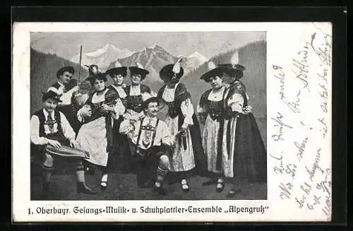 AK 1. Oberbayr. Gesangs-Musik- und Schuhplattler-Ensemble Alpengruss