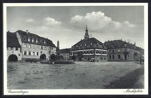 AK Emmendingen, Marktplatz mit Denkmal