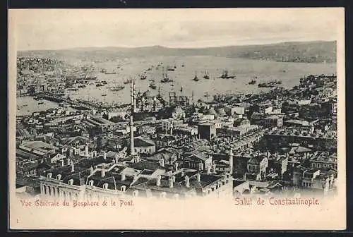 AK Constantinople, Vue Générale du Bosphore & le Pont, Segelschiffe