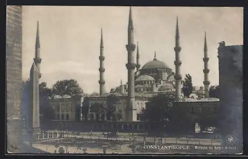 AK Constantinople, Mosquée du Sultan Achmet, Pferdekutsche