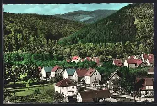 AK Barbis /Harz, Teilansicht mit Bergblick