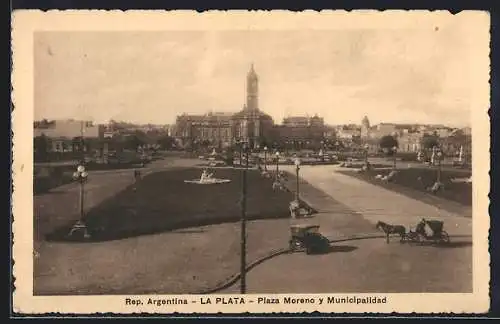 AK La Plata, Plaza Moreno y Municipalidad