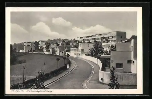 AK Stuttgart, Strassenpartie in der Weissenhofsiedlung, Bauhaus