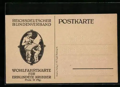 AK Reichsdeutscher Blindenverband, Blinder mit einem Buch