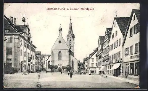 AK Rottenburg a. Neckar, Marktplatz mit Kirche ud Gasthaus